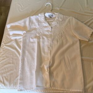 Vintage Milano Ivory Floral Embroidered blouse size medium